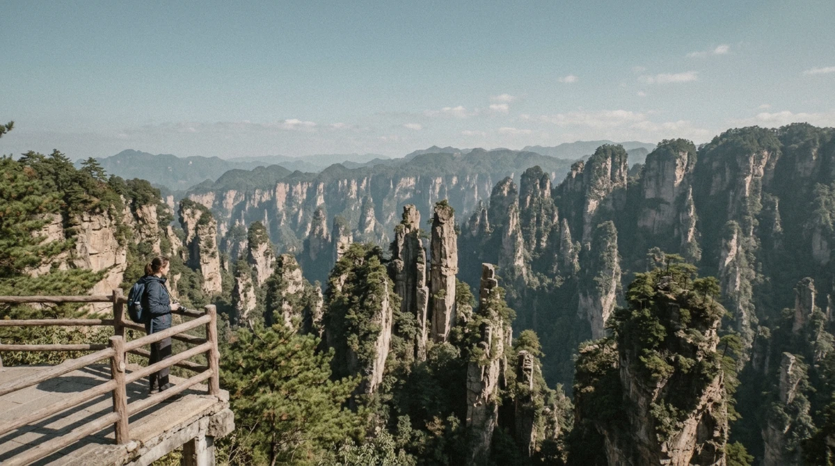 Sea-of-clouds view from the Tianzi Mountain summit on day one of a Zhangjiajie itinerary